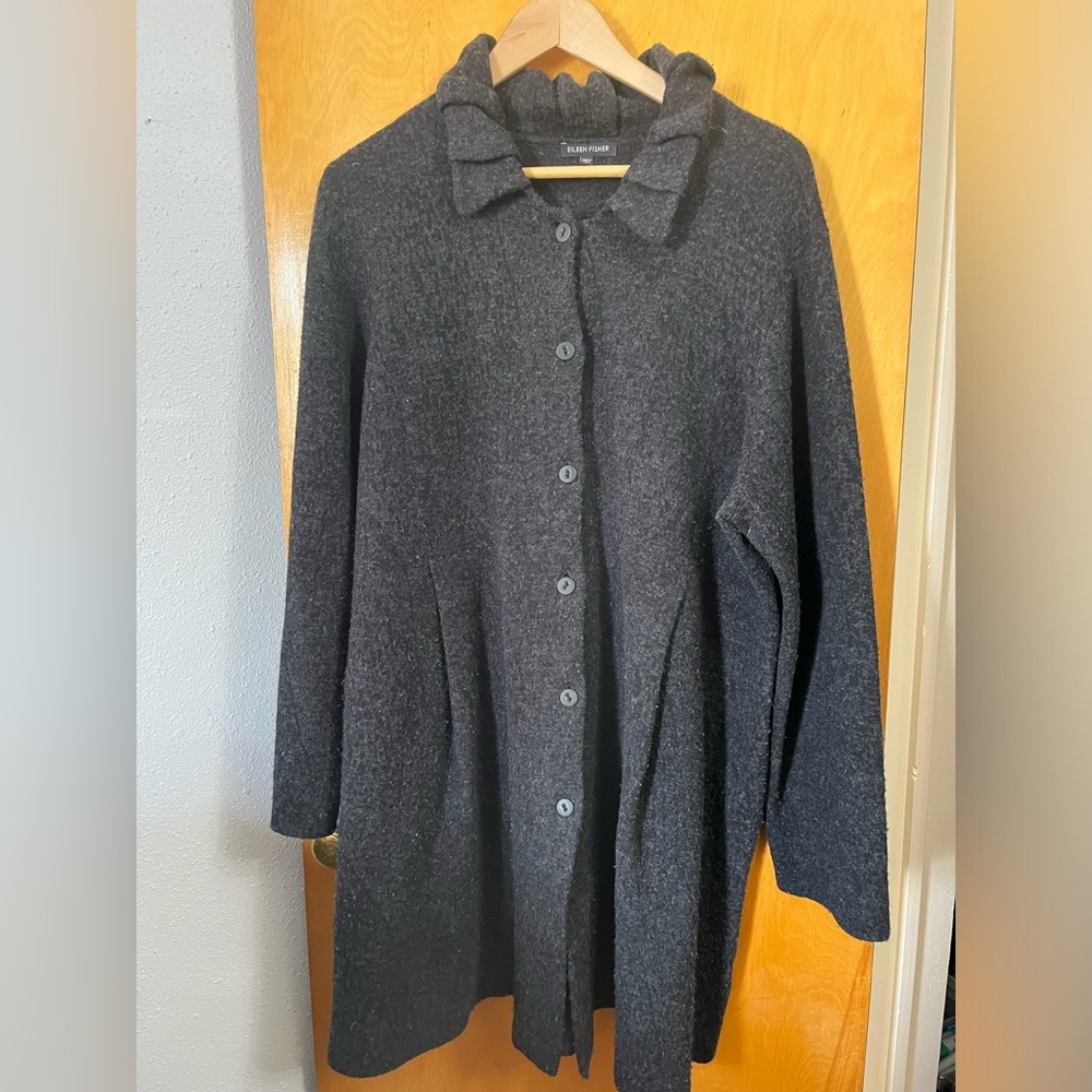 Eileen Fisher Merino wool sweater coat -size XL
